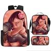 Stitch Kids Backpack Set 3-Piece Student School Bag Lunch Box Pencil Case Digital Print Gift Set for Children