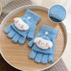 Children's Plush Gloves Winter Male and Female Middle School Students Writing Cold-proof Flip Gloves Cute Warm Five-finger Tide
