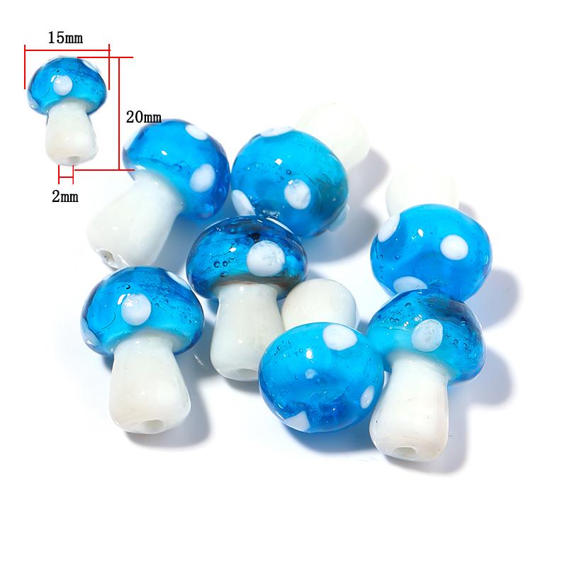 10-20Pcs 16x12mm Liuli Silica Lampwork Mushroom Beads Colourful Loose Glass Beads For Needlework DIY Jewelry Making Accessories