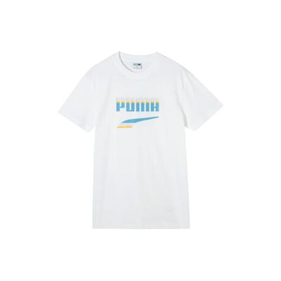 Puma Downtown Tee Letter Print Comfortable Casual Sports Color Block Short Sleeve T-Shirt Unisex Tops White 630113-02