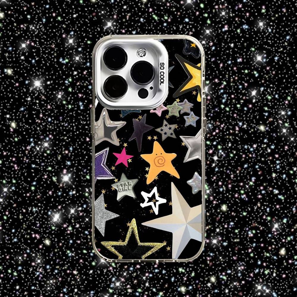 Y2k Star Phone Case For iPhone 16,15,14,13,12,11,Pro,XS,Max,Plus,Mini,SE White Candy Matte Shockproof Cover