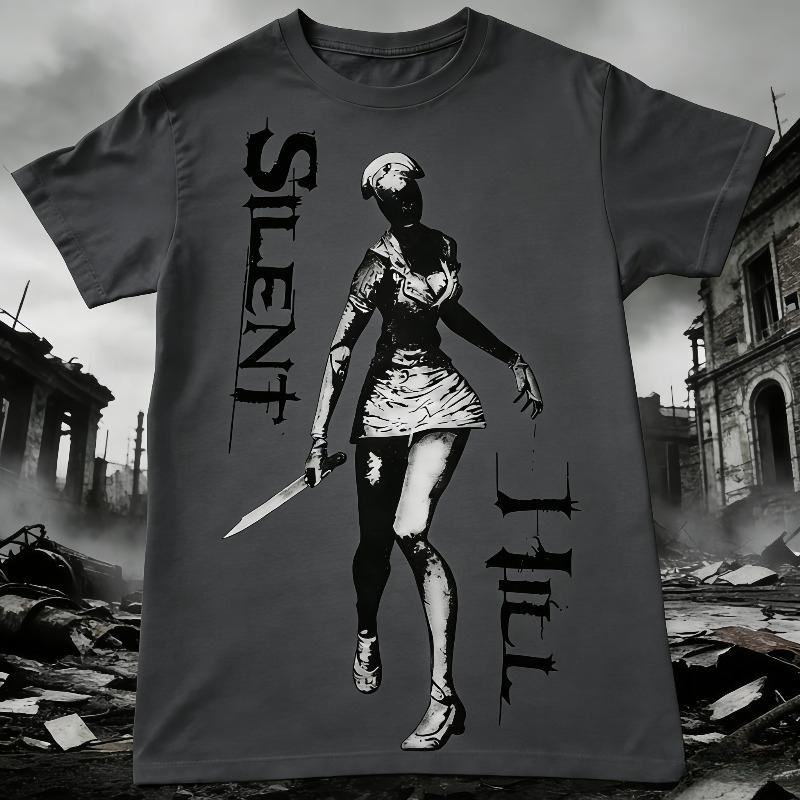 Gorący amerykański T-shirt z krótkim rękawem z lat 2000. dla mężczyzn Y2k Top Nadruk Horrorowy Damska Codzienna Streetwear Emo Dziewczyna Bawełniany T-shirt