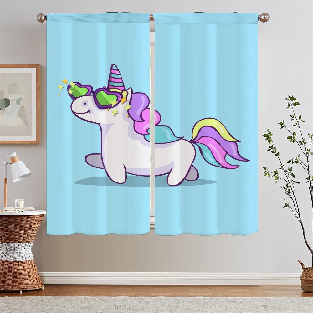 Cartoon Unicorn Blackout Ready Curtains Cheap Things With Free Shipping for Home Interior Curtains Blind Curtain for Living Room