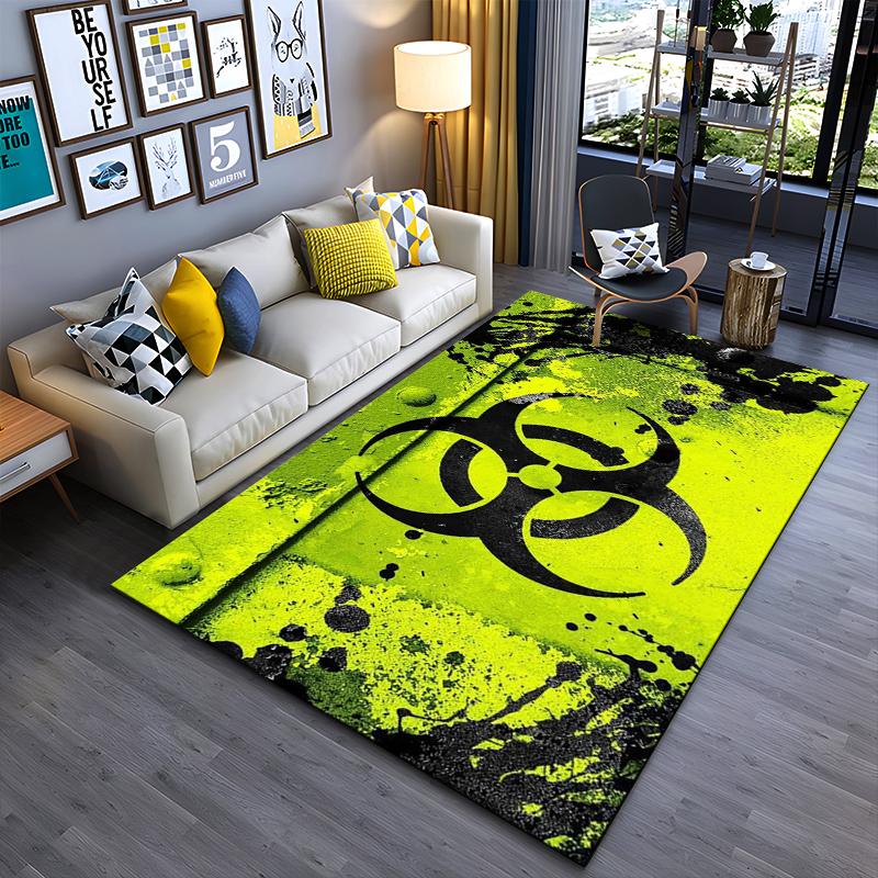 

Biohazard Symbol Rug, Neon Green Art Style Suitable for use as an anti-slip game mat for living room and bedroom sofas 40x60cm( 15x23in )