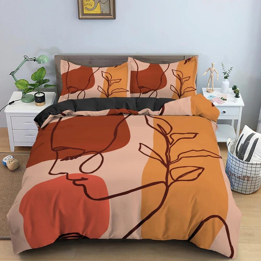 3D Abstract Bedding Set Human Faces Texture Duvet Cover Bedroom Comforter Covers With Pillowcase Single King Home Textile