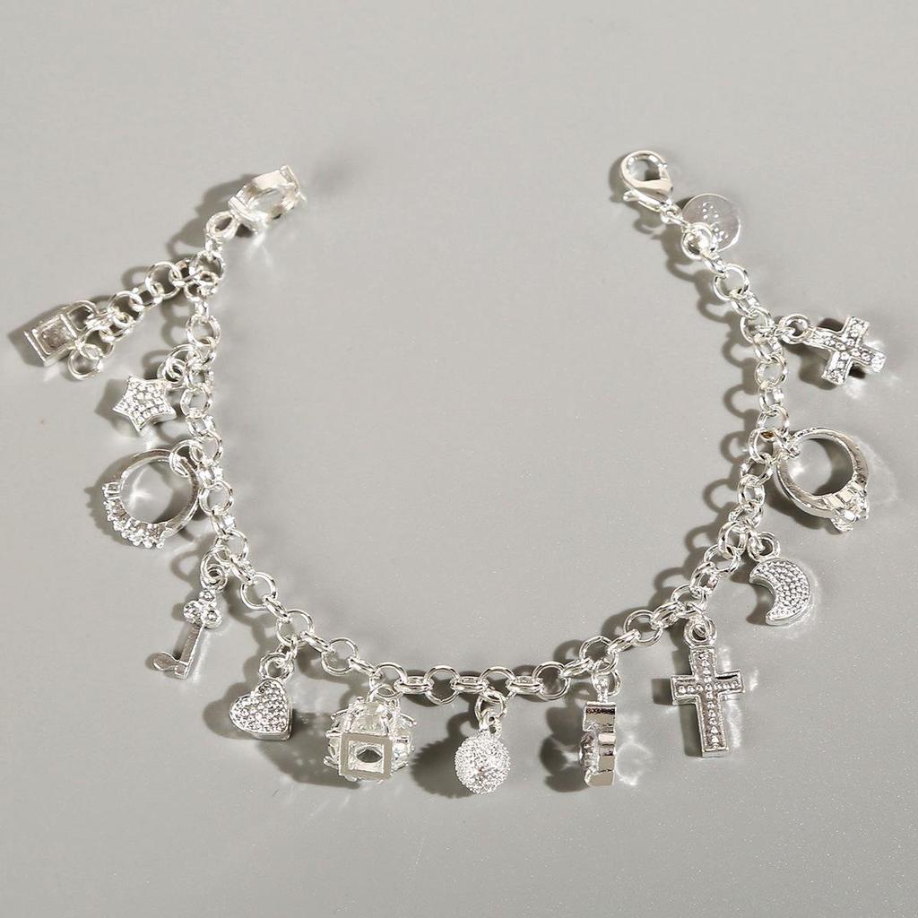 Chic European & American Bracelet: Stylish Thirteen-Pendant Design for Women