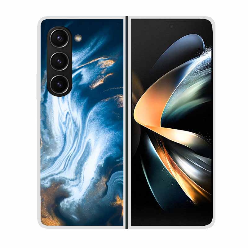 For Samsung Galaxy Z Fold 5 ZFold5 Cases Marble Transparent Shockproof Protection Hard Back Cover For Samsung Z Fold 5 5G Cases