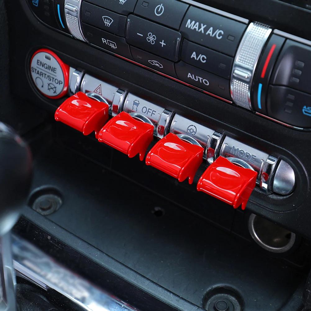 

4 шт. Накладка для прикраси кнопок панелі центрального керування автомобіля для 2015-2020 Ford Mustang Модифікація інтер єру автомобіля Автоаксесуари червоний