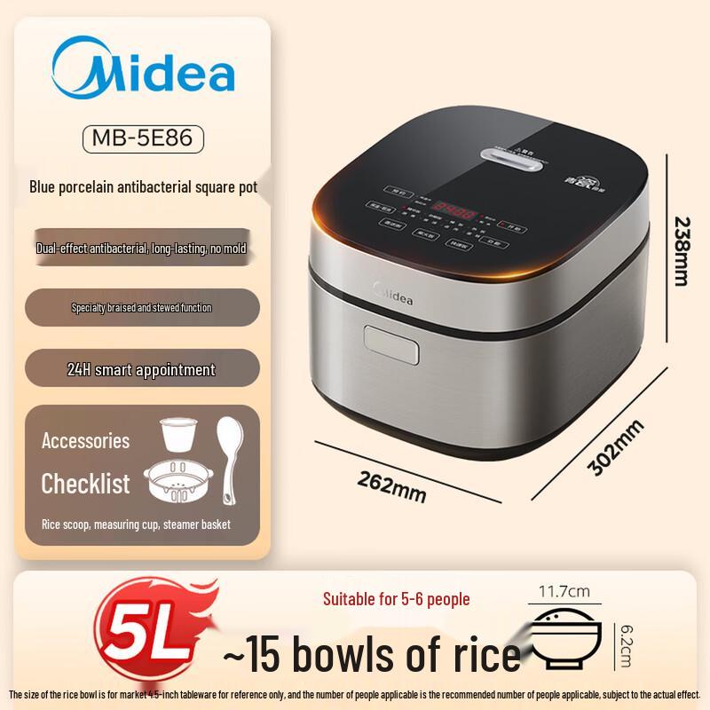 Midea 5L Smart Multi-function Rice Cooker with Antibacterial Ceramic Pot