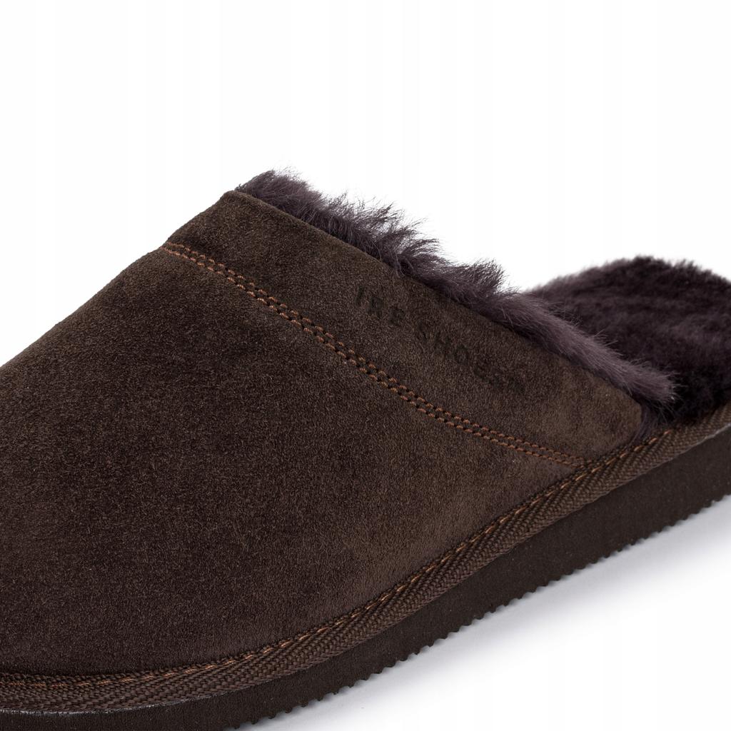 Men' Leather Ire Shoes Slippers, Warm Sheepskin Wool 44