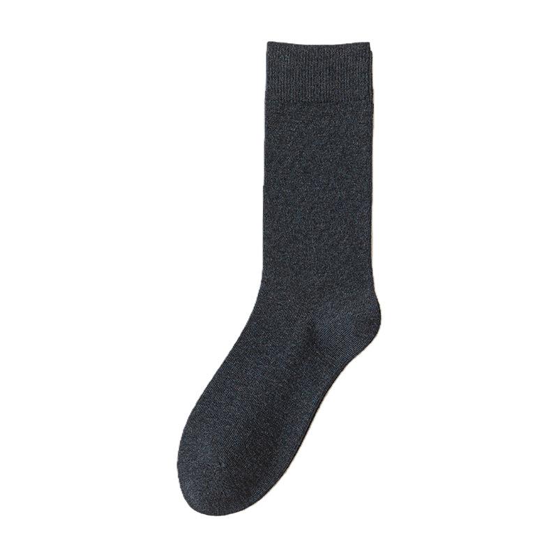 Men's Autumn and Winter Thick Warm Solid Color Business Wool Boneless Socks