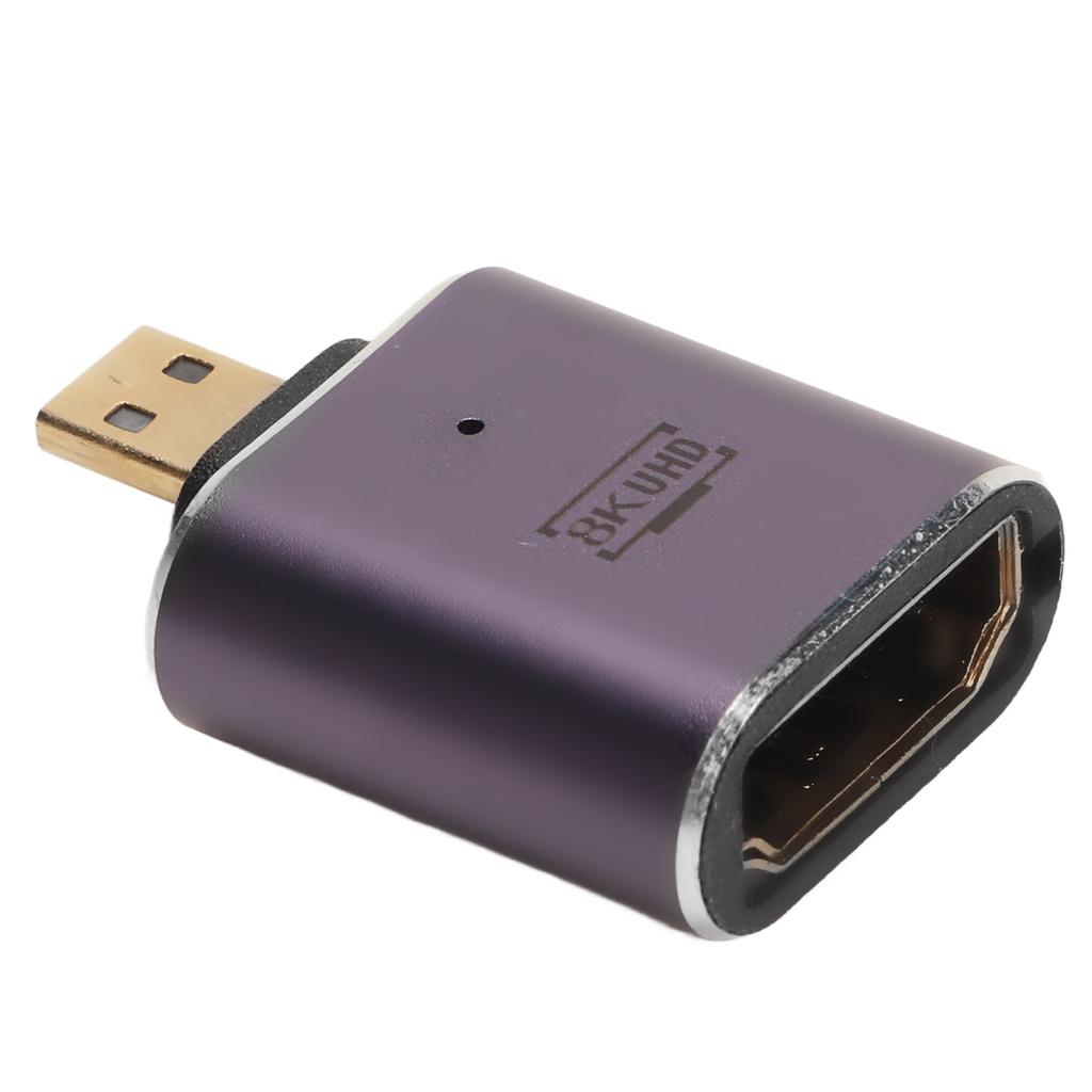 HD Multimedia Interface Female to Micro HD Multimedia Interface Adapter with LED Light 48Gbps