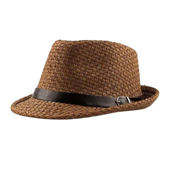 

Jazz Hat Breathable Sunscreen Summer Beach Hat with Belt Decor Versatile Sun Protection Straw Hat Everyday Casual Headwear коричневый