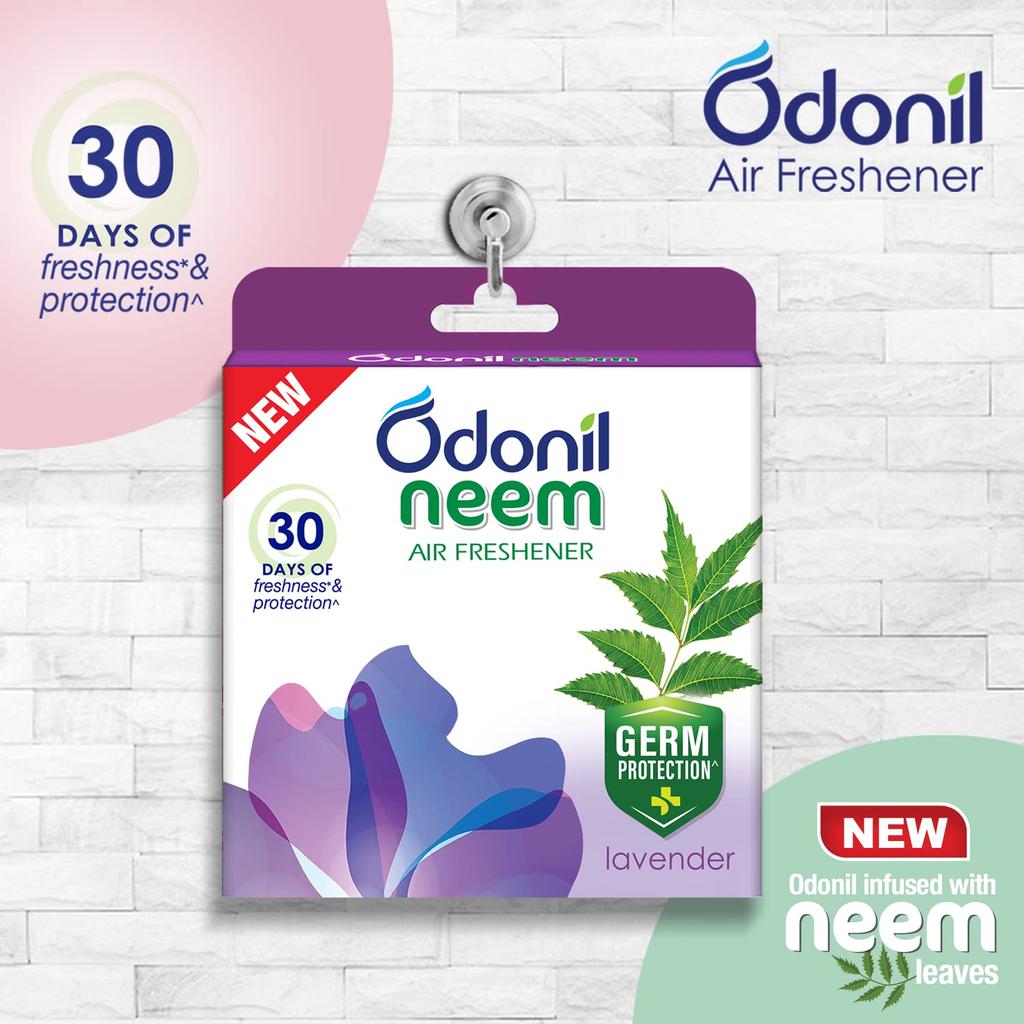 Odonil Neem Toilet Freshener Blocks 192g (48g X 4) Long Lasting Lavender Jasmine Fragrance Germ Protection