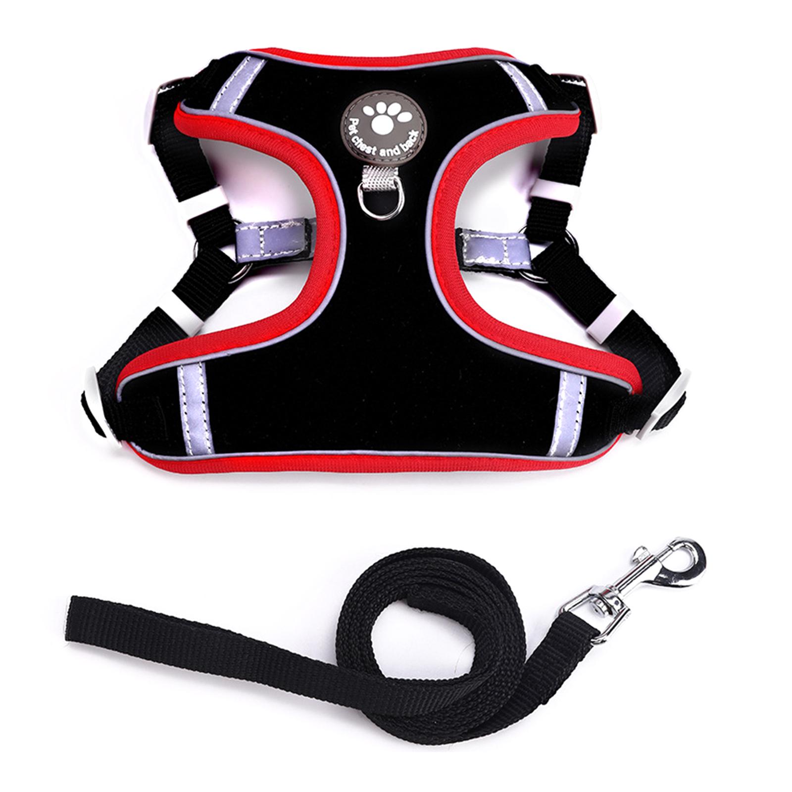 

Собака Дышащий- Жилет Ошейник Мягкая Грудь Светоотражающая Лента для Маленьких Средних Больших Питомцев Мягкая Веревка с Крючком для Поводка M чёрный