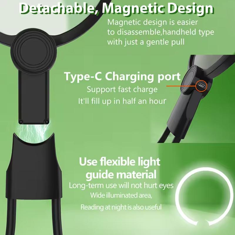 Gooseneck Flexible Magnifying Glass, Adjustable Brightness, Suitable for the Elderly, Rechargeable Magnifying Glass,light Weight