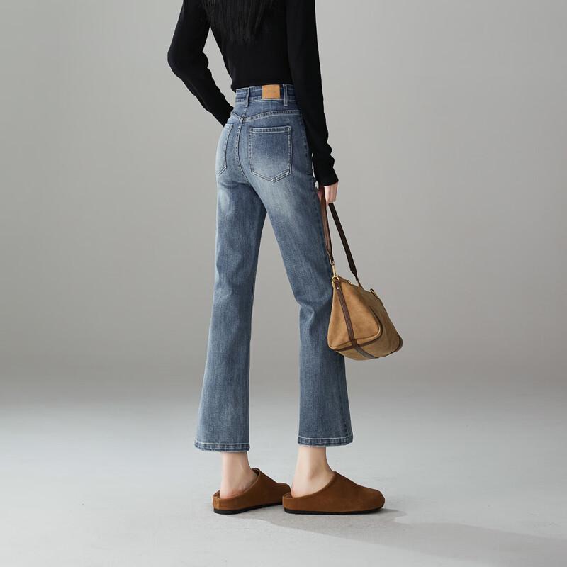 SOFSIL 2026 Spring Women's High-Waisted Cropped Flare Jeans