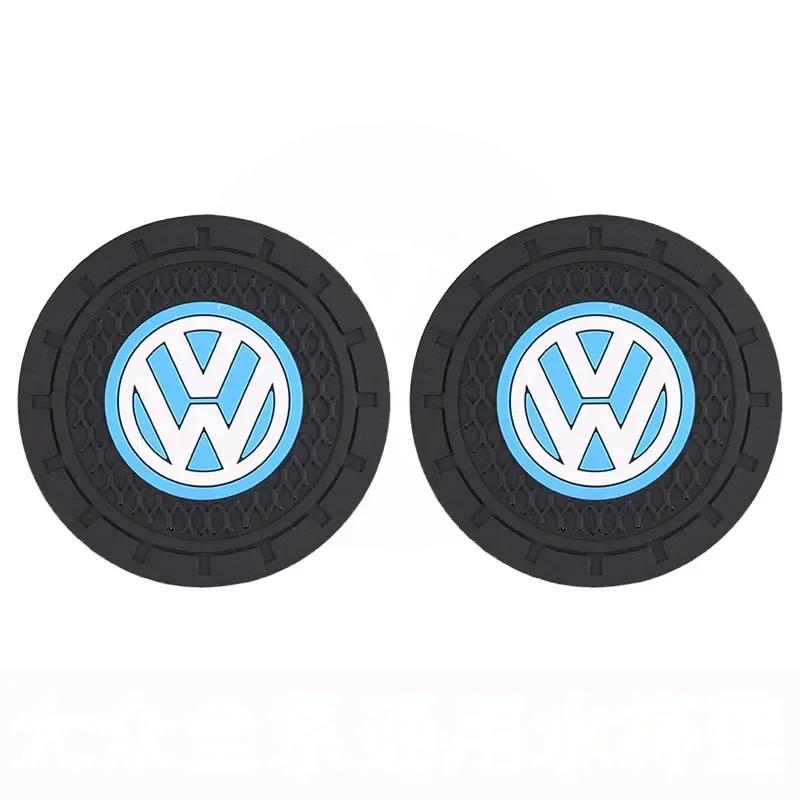 

2025 Hot 2pcs Car Coaster Pads PVC Water Cup Anti-slip Mat for Volkswagen Golf Passat Jetta Touareg Tiguan Polo Caddy GTI Lavida