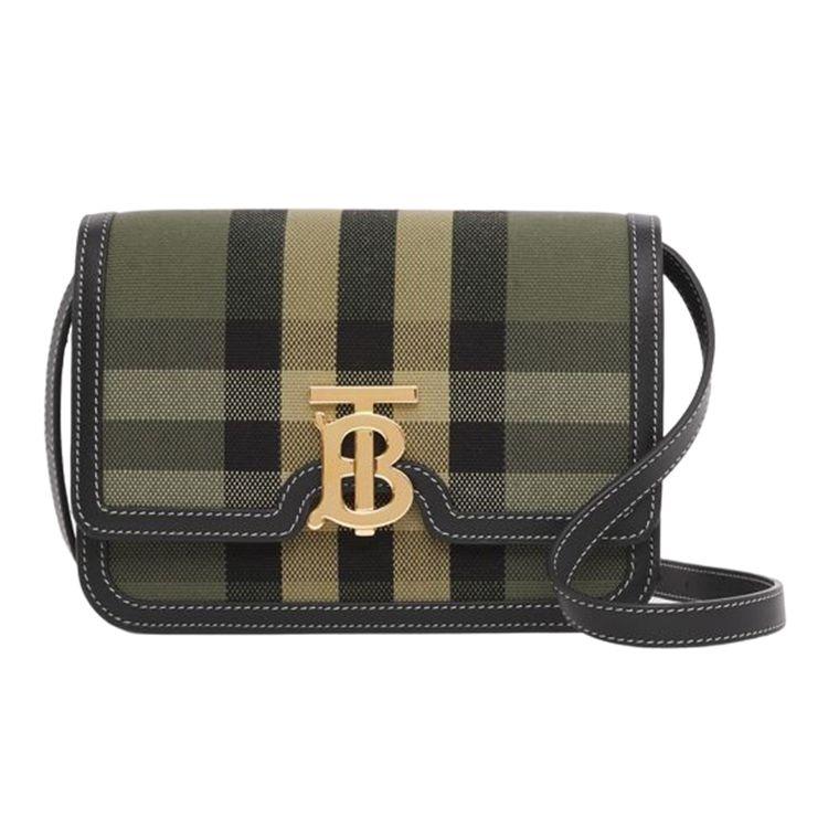 

Burberry TB Logo Check Canvas Shoulder Bag Leather Trim Crossbody 80418441 Basic Set (Bag+Dust Bag)