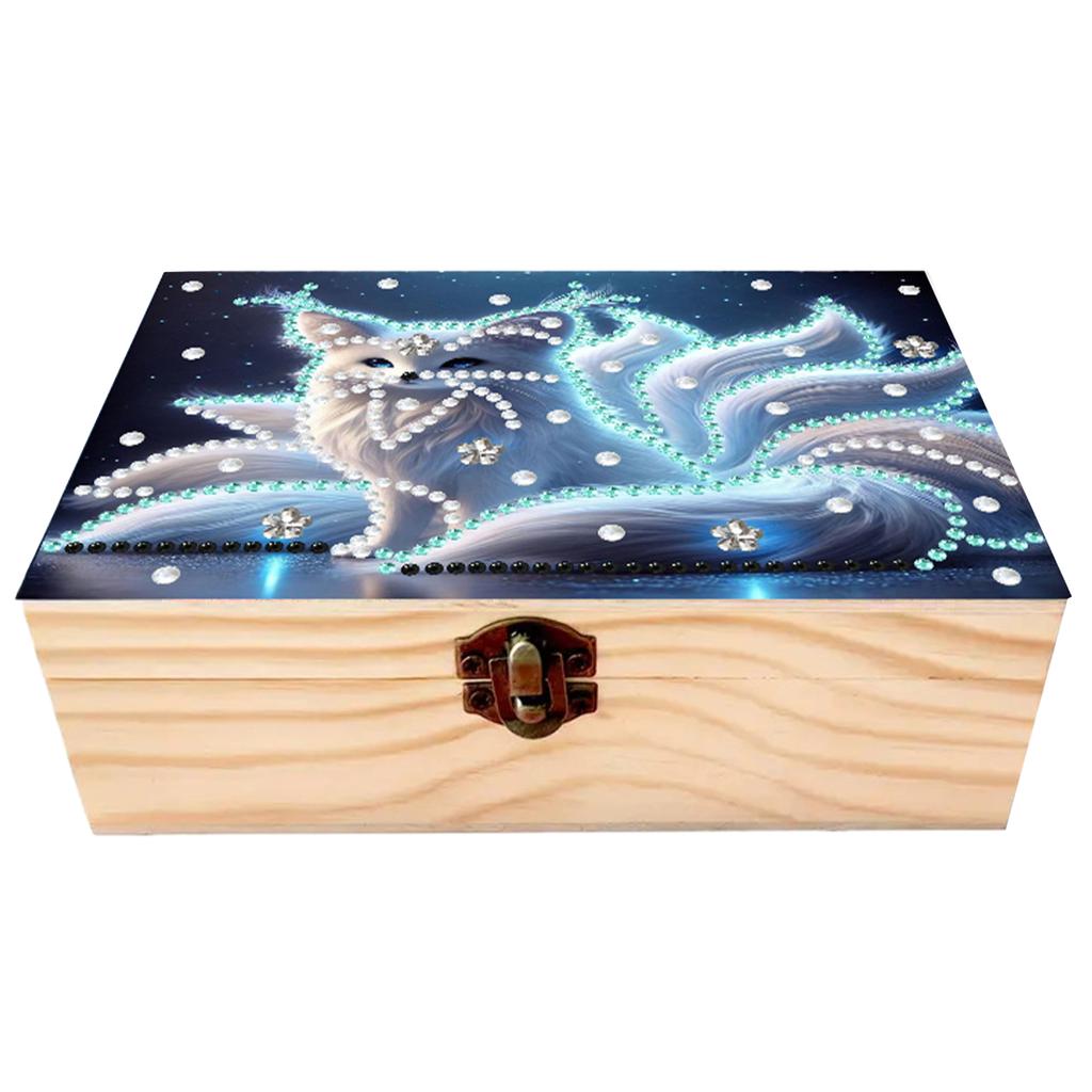 5D DIY Diamond Art Wooden Rhinestones Decorative Storage Box Crystal Storage Case Kit for Home Car Desk Decoration Craft