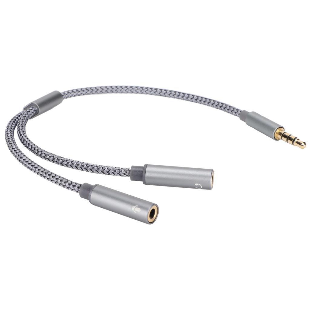Hodetelefonforlengelseskabel 4-polet Gullbelagt Hann til To Hunn Hodetelefon Y-kabel for Bærbar PC Telefon Datamaskin