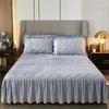 Luxury Solid Color Crystal Velvet Quilted Bedspread King Queen Size Lace Soft Coral Fleece Bed Skirt Not Including Pillowcase