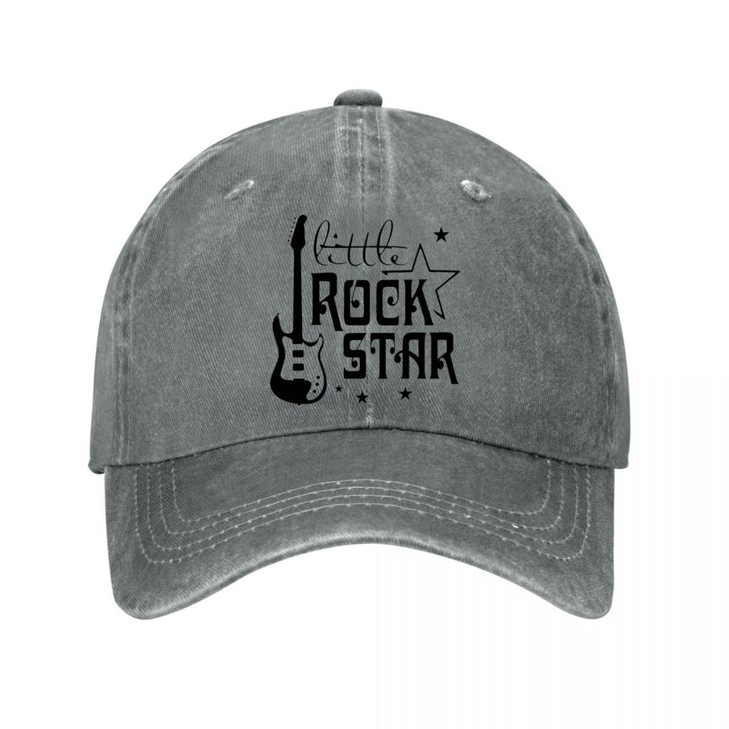 Little Rock Star Guitar Stars Graphic Washed Baseball Cap Outdoor For Womens Unisex FeUnisex