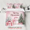 3-piece Christmas themed Santa Claus snowman print (1 duvet cover+2 pillowcases, no core) soft bedding set