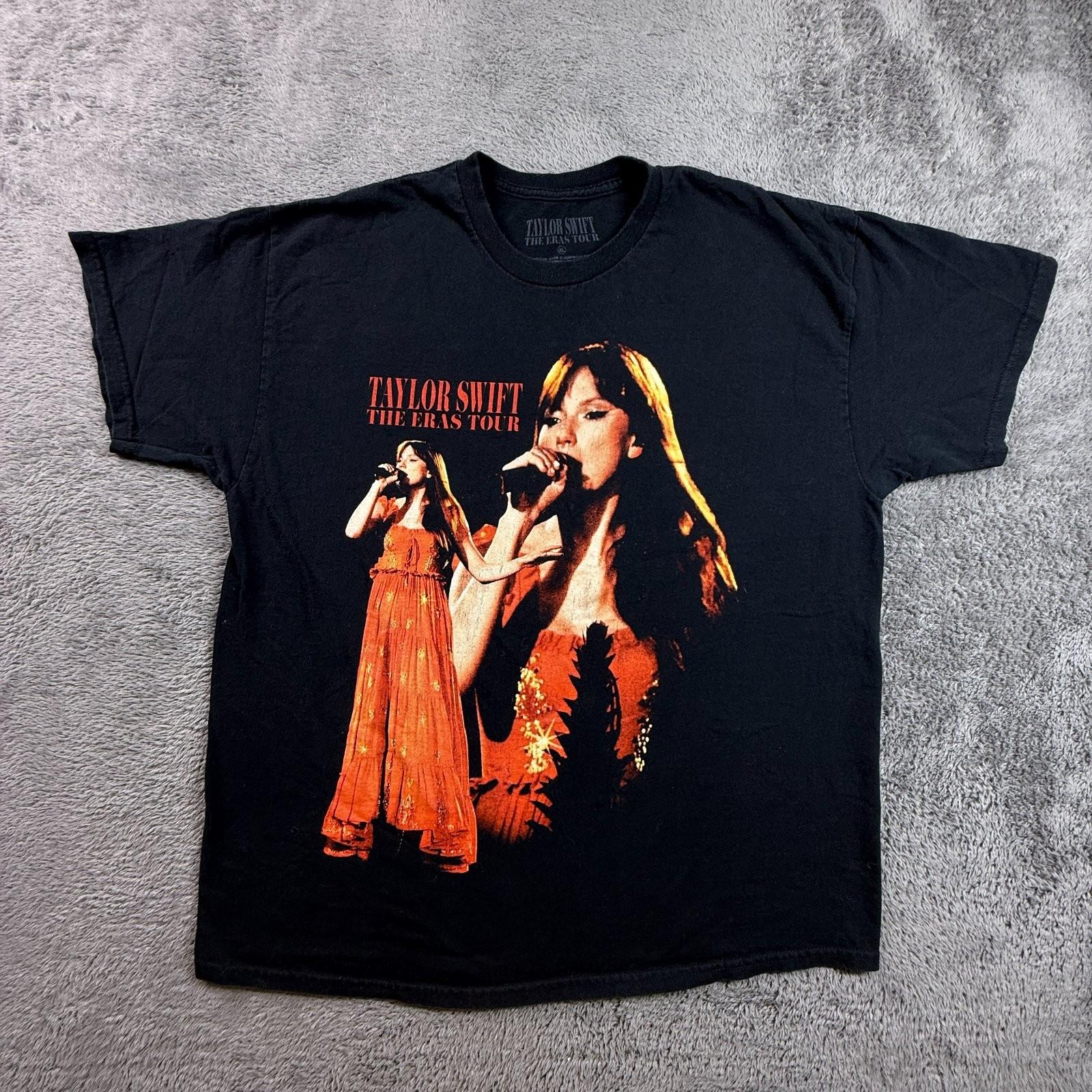 Taylor Swift Eras Tour 2023 2024 Concert XL Black Double Sided Tee Unisex T-Shirt XXL