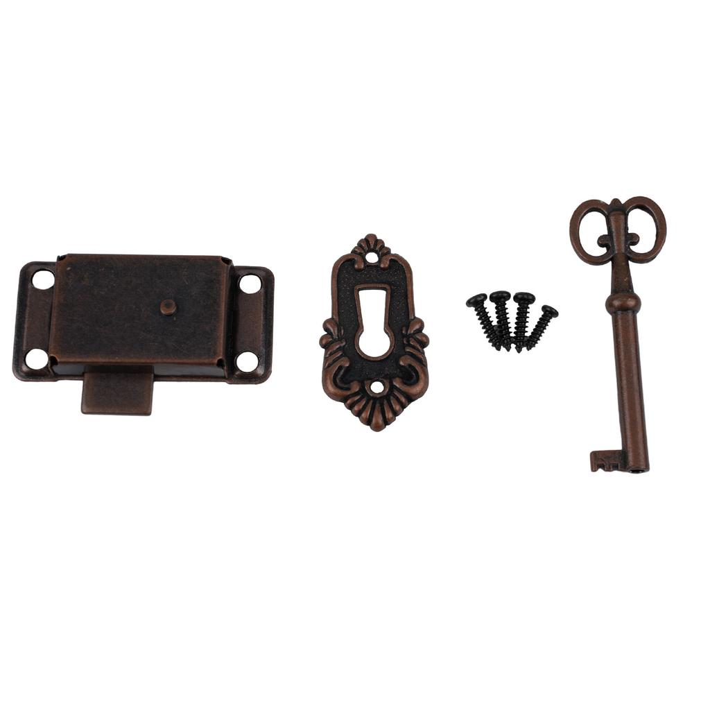 Vintage/ Door Lock Kit For Furniture Including Drawers Cabinets Wardrobes And Cupboards With Key And Trim Sheet