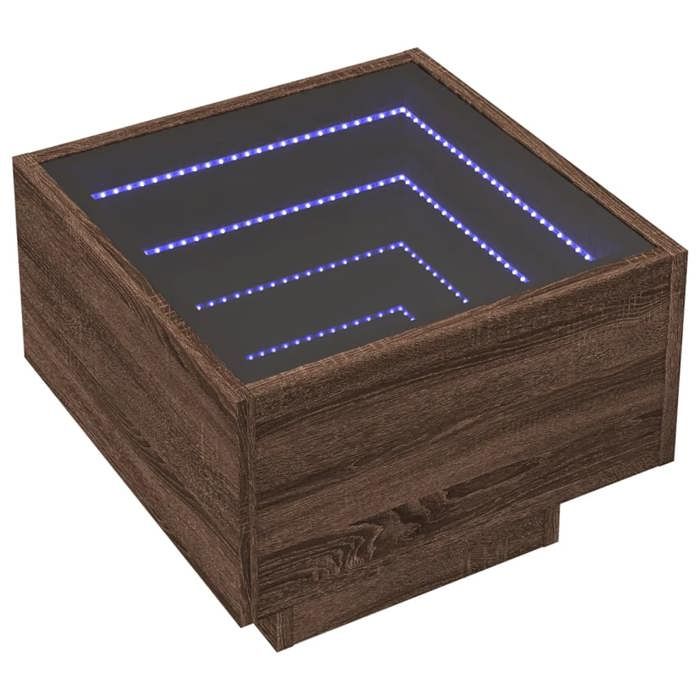 VidaXL Table de chevet avec LED infini chêne marron 40x40x30 cm 3284069