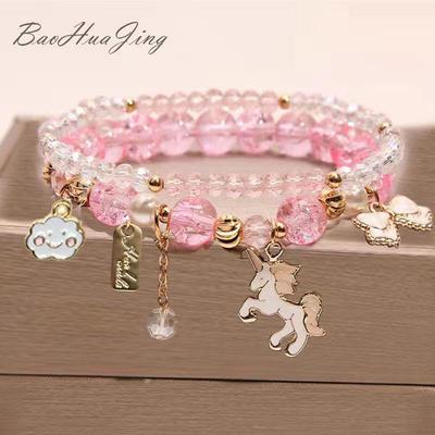 Kinder Cartoon Kristal Kralen Armband - Schattige Gelaagde Sieraden voor Meisjes & Beste Vriendinnen