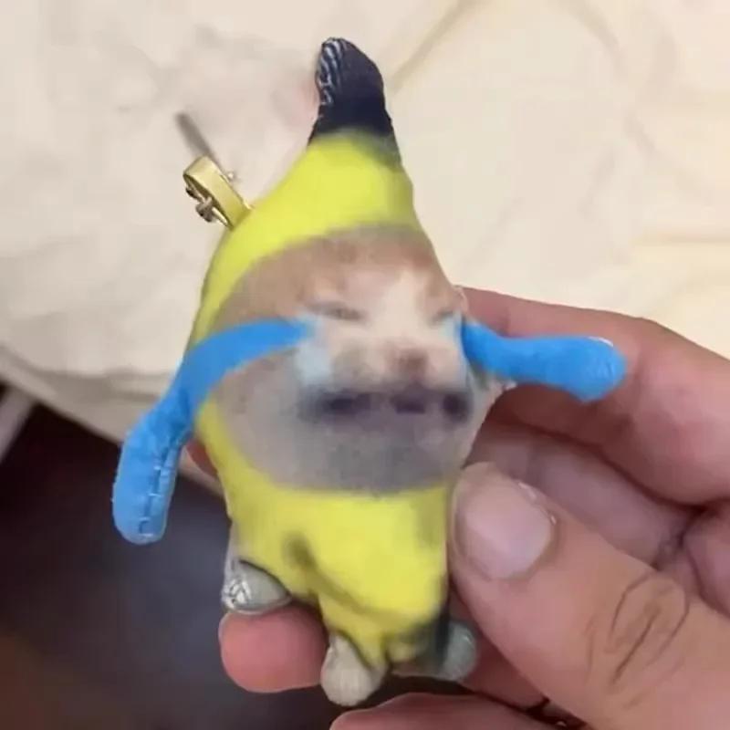 New Creative Banana Cat Plush Pendant Cute crying Banana Cat Happy Cat Fun Key Chain Pendant Doll Accessories Gift Craze