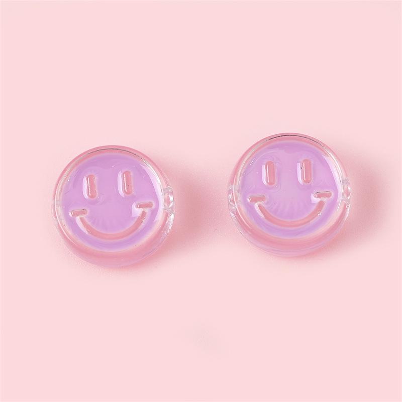 Dripping Oil Transparent Smiley Face Acrylic Beads for DIY Jewelry Accessories