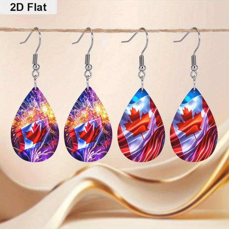 

Canada Day Flag PU Earrings, Fashion Earrings, Lightweight Dangle Earrings, Canada Maple Leaf Jewelry, Party Accessories