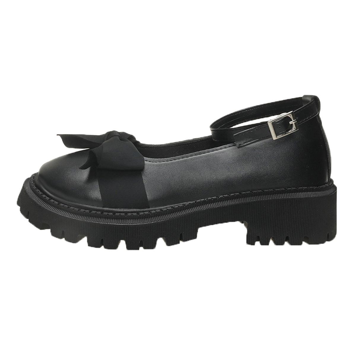 

Ретро туфли Мэри Джейн 2025 Новые Весенние Осенние Черные На Толстом Каблуке Женские Туфли Ремешок на Щиколотке Пряжка Круглый Носок Лодочки Лоферы 35