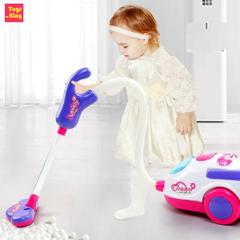 Children'S Electric Mini Vacuum Cleaner Playing House Toys Sound And Light Cleaning Working Function Kids Educational Toys Girl