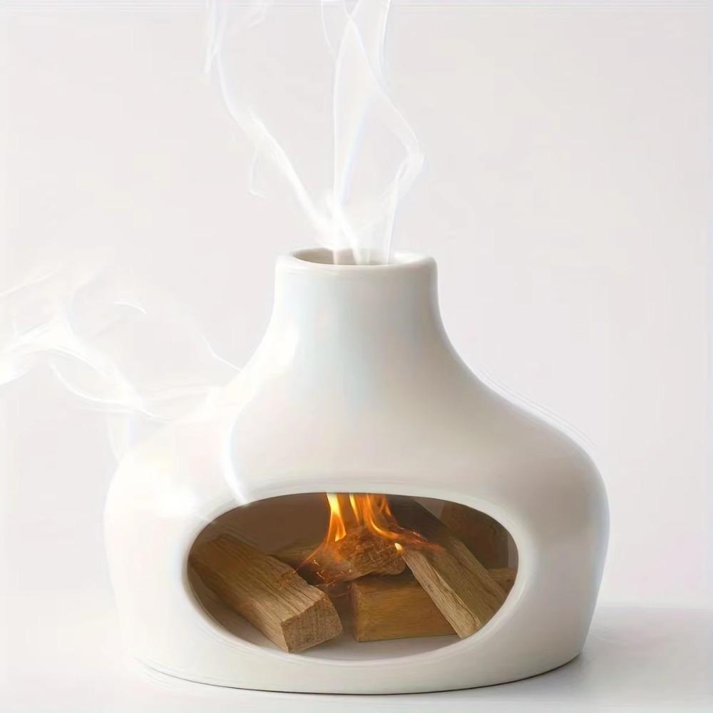 Ceramic Ceramic Palo Santo Burner Decorative Handmade Smudge Bowl Burner with Chimney Incense Burner