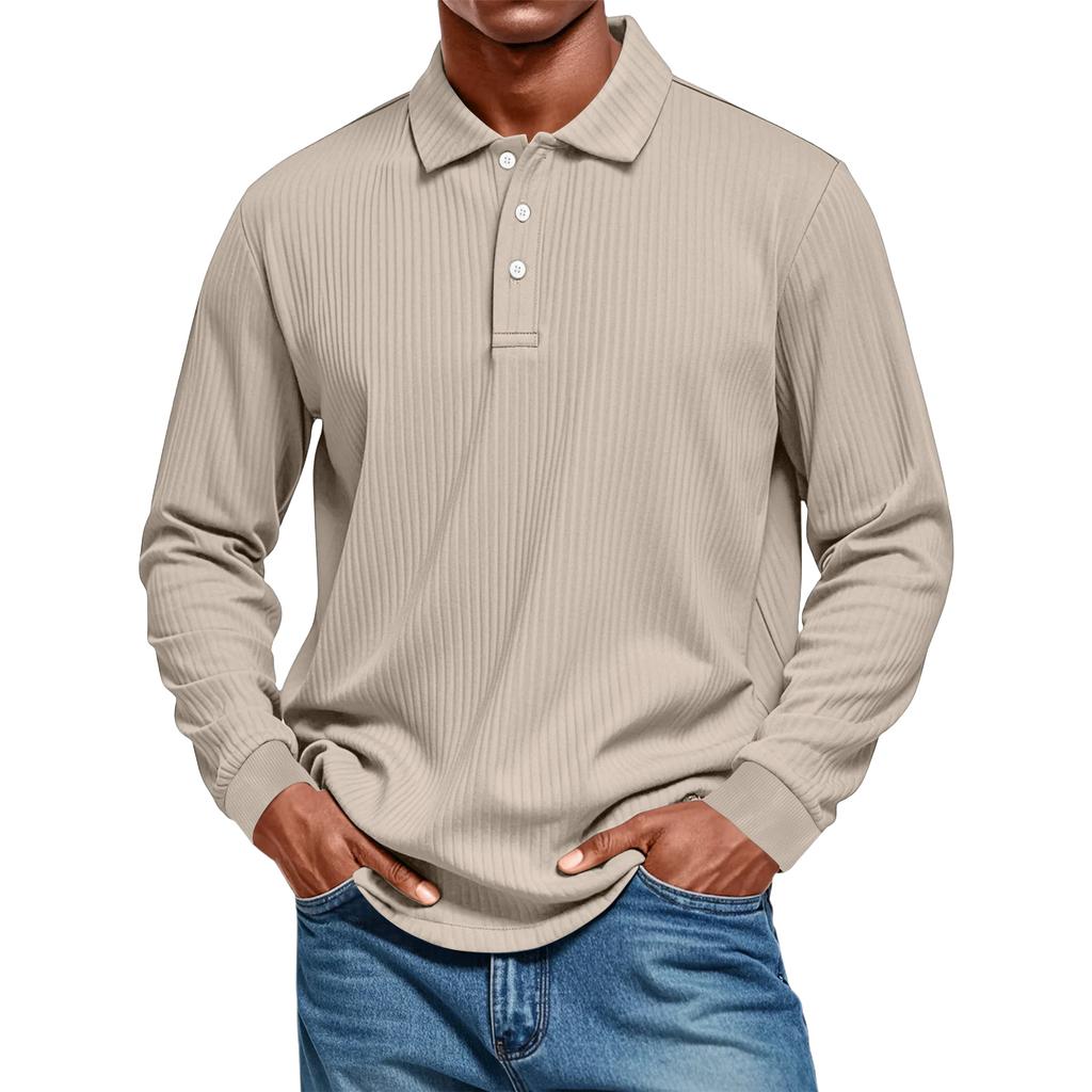 Men's Casual Style Solid Color Loose  Shirt Long-sleeved Top