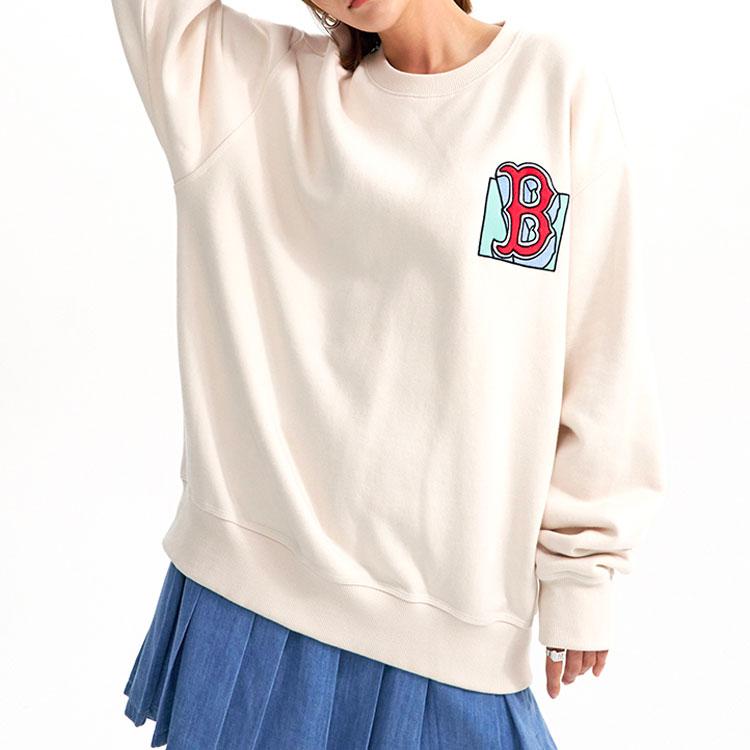 MLB Boston Red Sox Graphic Print Crewneck Long Sleeve Sweatshirt Unisex Sweatshirt Beige 3AMTL0426-43BGL