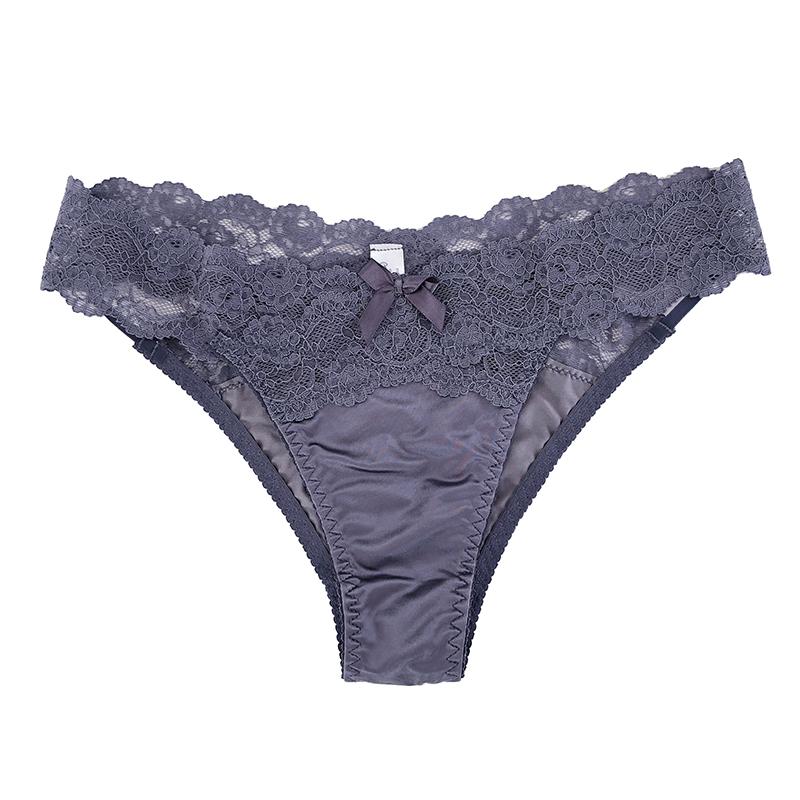 Satin Lace Sexy Women Underwear Low Waist Transparent Hollow Out Panties Breathable Soft Seamless Briefs Lingerie