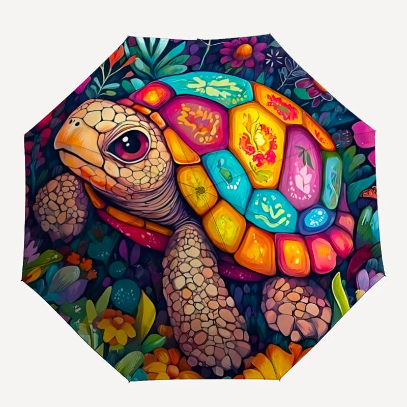 1pc Turtle Garden Automatic Open/Close Umbrella Compact Folding Umbrella, All-Season Portable Umbrella for Women/Men247