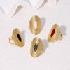 Stainless Steel Metal Wide Open Rings for Women Men Vintage Gold Color Drip Oil Geometric Adjustable Finger Ring Jewelry 2024