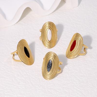 Stainless Steel Metal Wide Open Rings for Women Men Vintage Gold Color Drip Oil Geometric Adjustable Finger Ring Jewelry 2024