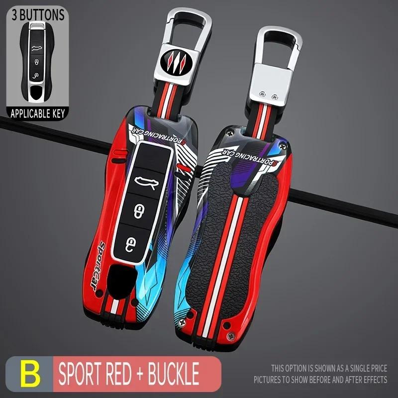 3 4 Bottons Racing Style Metal Car Key Case Fob Cover for Porsche Boxster Cayman Panamera Cayenne Macan 718 911 Taycan