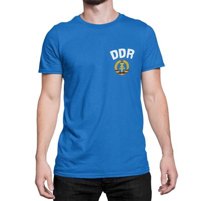 Herren DDR Ostdeutschland Baumwoll-T-Shirt BRUST-Logo Retro Fußball Patriotisch