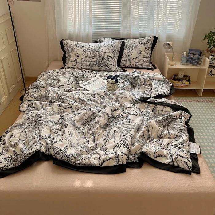 

Хепберн Кружево Стиранный Хлопок Летнее Одеяло Четыре Предмета Летнее Двуспальное Односпальное Летнее Прохладное Одеяло Машинное Одеяло для Кондиционера 1.2m sheet 3pcs