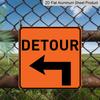 2D Flat 1pc, Detour Left Arrow Metal Sign - Orange & Road Traffic Sign for Indoor/Outdoor Use, Wall-Mounted Directional Warning Plaque for Home