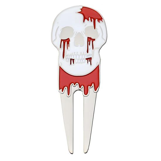 Skull Golf Divot Repair Tool Zinc Alloy Magnetic Ball Marker Holder Metal Green Fork Tool Golf Accessories Men Women Golfer Enthusiasts Gift