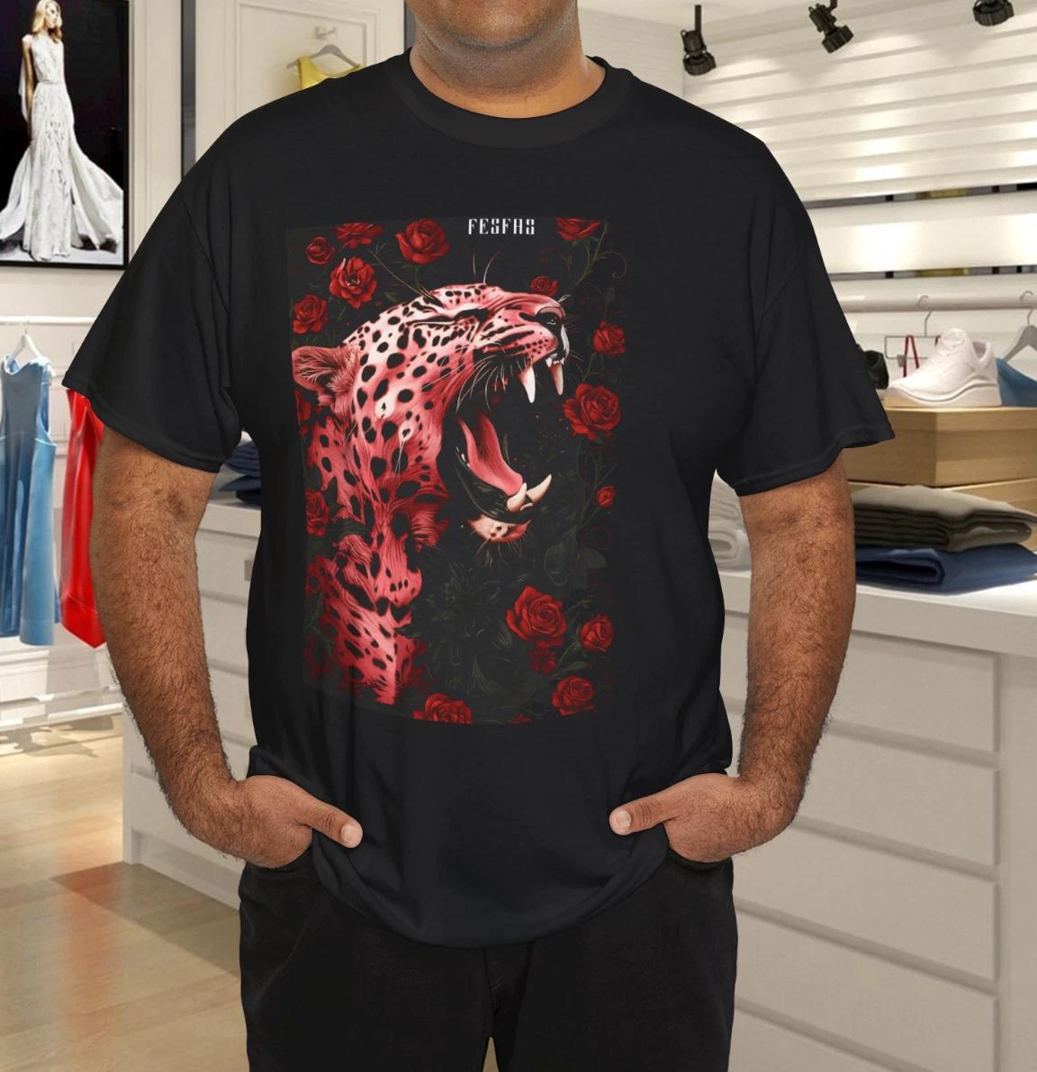 Rose Leopard Floral Jungle Graphic T-Shirt M